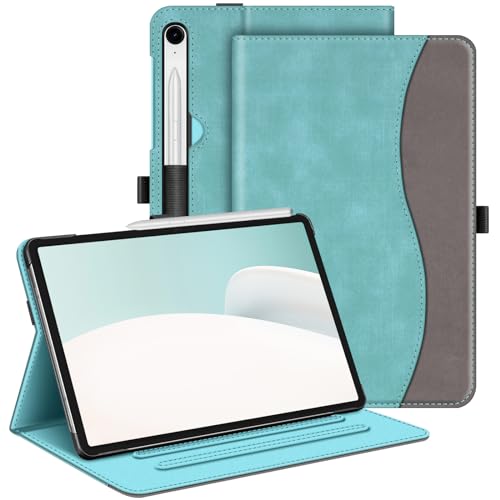 Fintie Hülle für Samsung Galaxy Tab S9 FE 10.9 Zoll/Tab S9 11 Zoll 2023 Tablet, Multi-Winkel Folio Schutzhülle mit Dokumentenfach und Auto Schlaf/Wach Funktion, Jeansoptik Türkis von Fintie