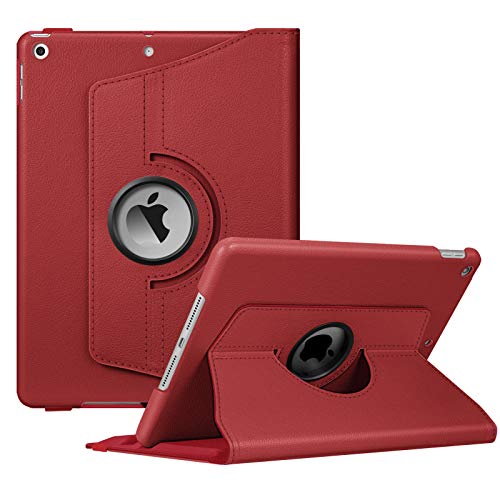 Fintie Hülle für iPad 10.2 Zoll 9.Generation / 8. Gen / 7. Gen (Modell 2021/2020/2019) mit Pencil Halter - 360 Grad Rotierend Stand Schutzhülle Cover mit Auto Schlaf/Wach Funktion, Mohnrot von Fintie