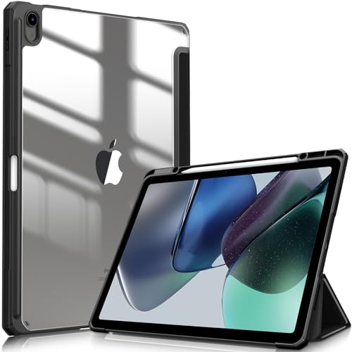 Fintie Hybrid Hülle für iPad Air 13 Zoll (M2) 2024 mit Stifthalter - Stoßfeste Schutzhülle Case mit transparenter Hartschale auf der Rückseite für iPad Air 2024 13 Zoll Hülle, Schwarz von Fintie