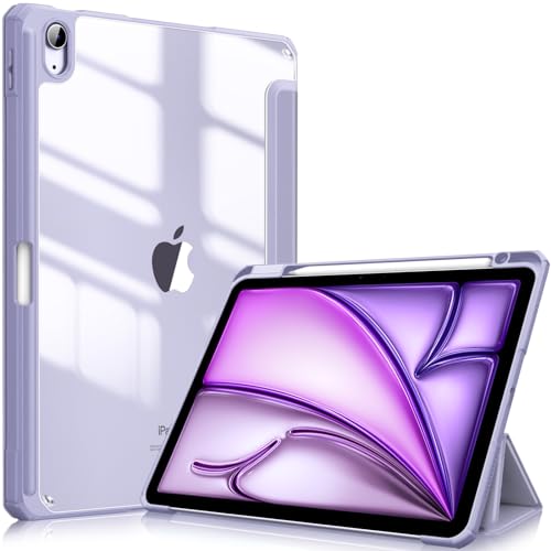 Fintie Hybrid Hülle für iPad Air 11 Zoll, iPad Air 6./5./4. Generation (2024/2022/2020) 10,9 Zoll mit Stifthalter - Stoßfeste Schutzhülle mit transparenter Hartschale auf der Rückseite, Pastellviolett von Fintie
