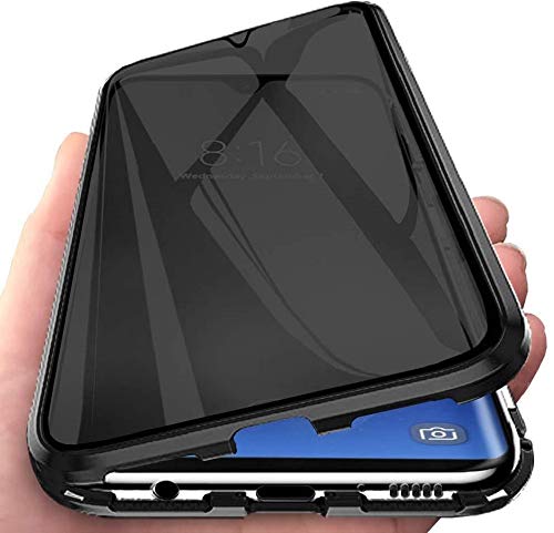 Anti-Peep Magnetische Adsorption Hülle für Samsung Galaxy S24, Anti-Spy Handyhülle 360 Grad Metall Case Privat Screen Schutz doppelseitige Gehärtetes Glas Schutzhülle Anti-Spähen Case,Schwarz von Fiokxie