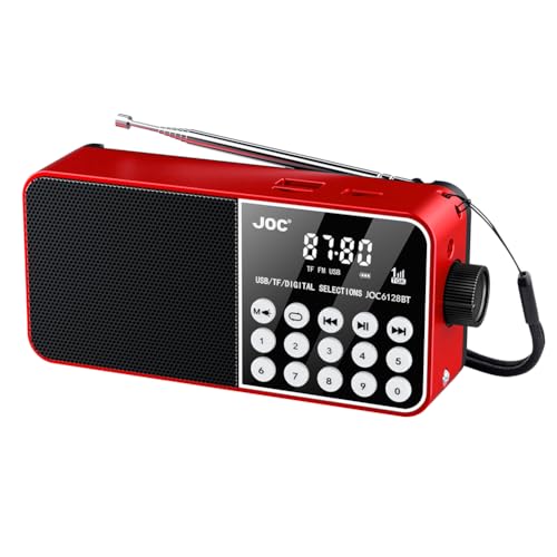 Fiorky Mini tragbarer FM-Radio-Lautsprecher, Radio, Bluetooth-kompatibler Rundfunk-Player, Radio-Unterstützung, TF-Karte, USB-Laufwerk mit LED-Bildschirmanzeige,Stereo-MP3-Player für Notfall von Fiorky