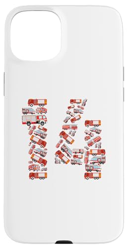 Fire Truck, 14th Birthday Kids, 14 Years Old Firefighter Hülle für iPhone 15 Plus von Firefighter, Birthday Party, Tee Store