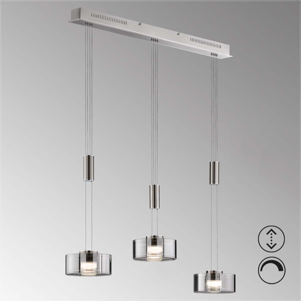 LED Pendelleuchte silber,dimmbar, Höhe verstellbar, L 100 cm von Fischer Leuchten