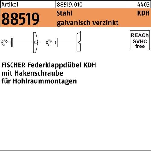 25 Stk. Fischer Klappdübel R 88519 Hakenschraube KDH 3x105 Stahl galv.verz. 25 Stk. Fischer Klappdübel R 88519 Hakenschraube KDH 3x105 Stahl galv.verz. von Fischer