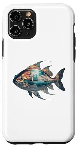 Hülle für iPhone 11 Pro Schöne Fische mit Meereslandschaft Gemälde Kunst von Fishing Fisherman Gift Idea