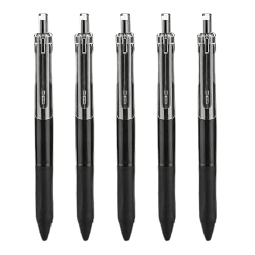 Fisssure Schwarze Kugelschreiber, schwarze Kugelschreiber, 5 elegante Stifte für professionelle Unterschrift, 0,5 mm, unisex, mit mittlerer Spitze für Studenten, Schulbedarf von Fisssure