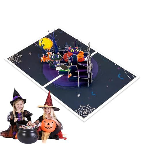 Trick or Treat Karte – Halloween-Partykarte, 3D-Pop-up-Karten | Umschlag inklusive gruselige Halloween-Pop-up-Karte, gruselige Halloween-Partykarte mit Notizkarte für Adu von Fisssure