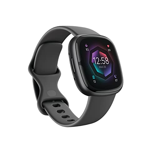 Fitbit Sense 2 Fortschrittliche Gesundheits- und Fitness-Smartwatch mit Tools zur Verwaltung von Stress und Schlaf, EKG-App, SpO2, 24/7 Herzfrequenz und GPS, Shadow Grey/Graphit, Einheitsgröße (S & L von Fitbit