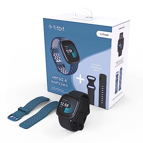 Fitbit Versa 4 Bundle (with Sports Band) Fitness Smartwatch with Built-in GPS and up to 6 Days Battery Life - Compatible with Android and iOS, Black/Graphite von Fitbit