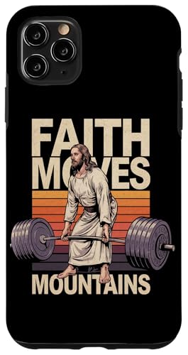 Hülle für iPhone 11 Pro Max Christliches Fitnesstraining im Vintage-Stil, Jesus, Moves Mountains von Fitness Training Bodybuilding Men Women Tees