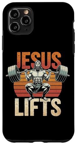 Hülle für iPhone 11 Pro Max Vintage Jesus Lifts Gewichtheben Christian Gym Workout von Fitness Training Bodybuilding Men Women Tees