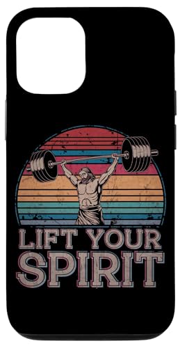 Hülle für iPhone 12/12 Pro Vintage Jesus Lift Your Spirit Lustig Christian Gym Workout von Fitness Training Bodybuilding Men Women Tees