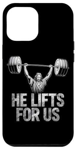 Hülle für iPhone 14 Pro Max Vintage Jesus He Lifts For Us Lustiges christliches Fitness-Workout von Fitness Training Bodybuilding Men Women Tees