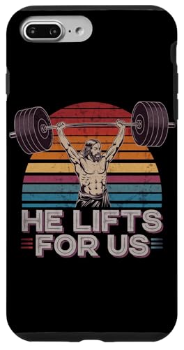 Hülle für iPhone 7 Plus/8 Plus Vintage Jesus He Lifts For Us Lustiges christliches Fitness-Workout von Fitness Training Bodybuilding Men Women Tees