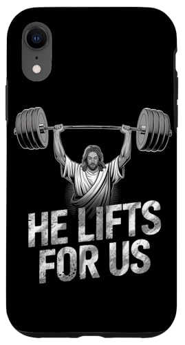 Hülle für iPhone XR Vintage Jesus He Lifts For Us Lustiges christliches Fitness-Workout von Fitness Training Bodybuilding Men Women Tees