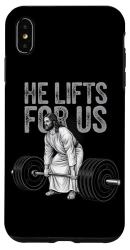 Hülle für iPhone XS Max Vintage Jesus He Lifts For Us Lustiges christliches Fitness-Workout von Fitness Training Bodybuilding Men Women Tees