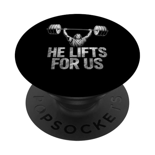 Vintage Jesus He Lifts For Us Lustiges christliches Fitness-Workout PopSockets mit austauschbarem PopGrip von Fitness Training Bodybuilding Men Women Tees