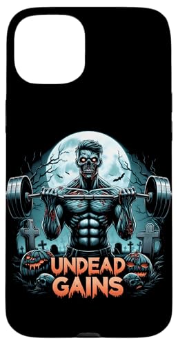 Hülle für iPhone 15 Plus Lustiger Zombie Lifter Halloween Gym Workout Undead Gains von Fitness Training Halloween Costume Men Women Tees