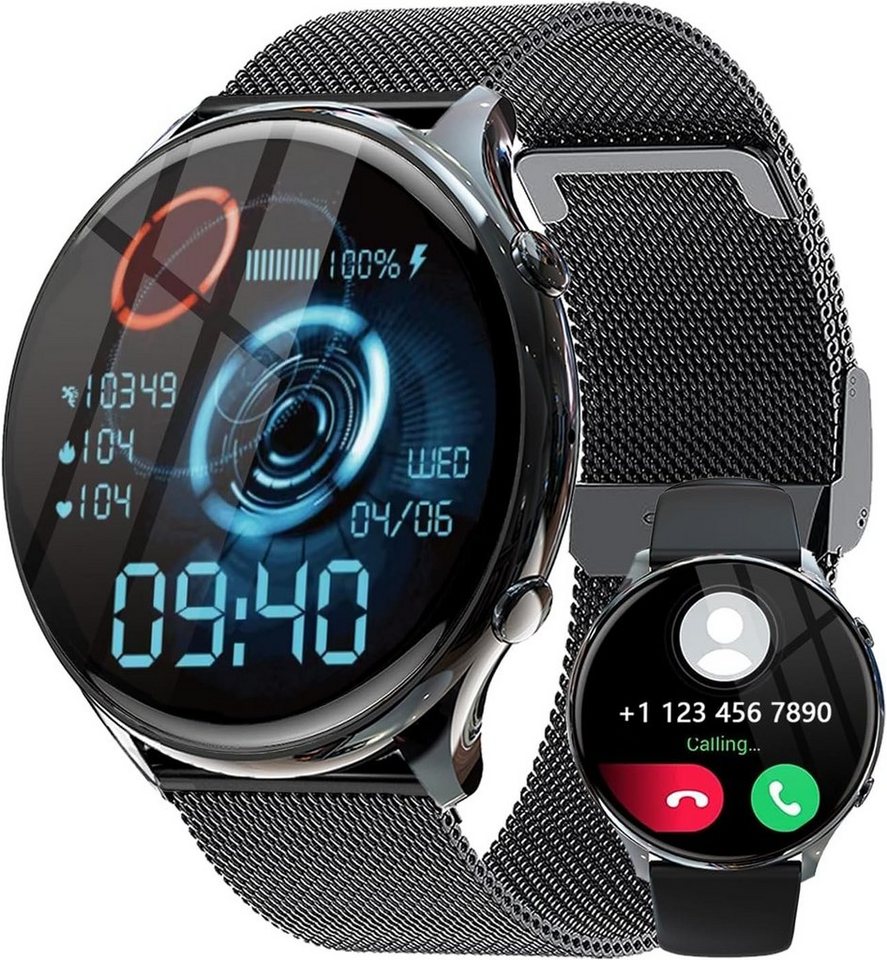 Fitonme Smartwatch (1,39 Zoll, Android iOS), Damen mit Telefonfunktion HD Fitnessuhr Runde mit 110+ Sportmodi SpO2 von Fitonme