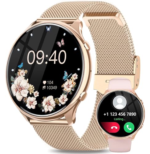 Fitonme Smartwatch Damen, 1,39" HD Touchscreen smartwatch mit Telefonfunktion, Armbanduhr mit 120+ Sportmodi Herzfrequenz SpO2 Schlafmonitor, IP67 Wasserdicht Fitnessuhr für Android iOS Roségold von Fitonme