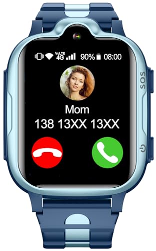 Fitonus 4G Smartwatch Kinder mit GPS und Telefon, SOS Knopf, Elterliche Kontrolle, IP67 Kids Smart Watch mit Videoanruf, Nachricht, Wecker, Schrittzähler, Uhr Geschenk für Jungen und Mädchen, Blau von Fitonus
