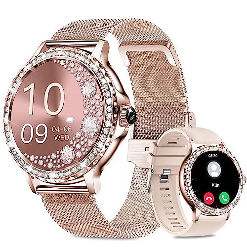 Fitonus Smartwatch Damen mit Telefonfunktion 1,3 Zoll HD Touchscreen, Smart Watch mit Periodenverfolgung, 110+ Sport, Herzfrequenz, SpO2 Schlafmonitor, IP68 Fitnessuhr Tracker für iOS Android von Fitonus