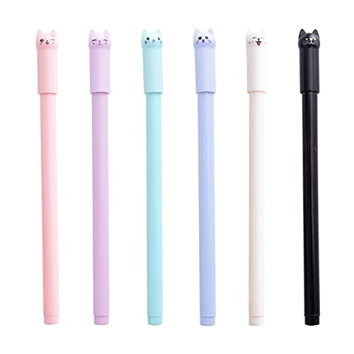 Elegante Stifte mit Katzenköpfen, 0,5 mm, Cartoon, japanischer Tierstift, schwarzes Gel für Mädchen, Frauen, Schulen, Schreibwaren von Fitooles