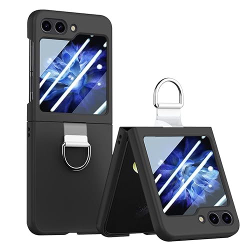 Fitudoos Hülle für Samsung Galaxy Z Flip 6,Hartes PC Handyhülle Anti-Kratzer Anti-Fingerabdruck Anti-Öl Schutzhülle Case,mit 360 Grad Ring - Schwarz. von Fitudoos