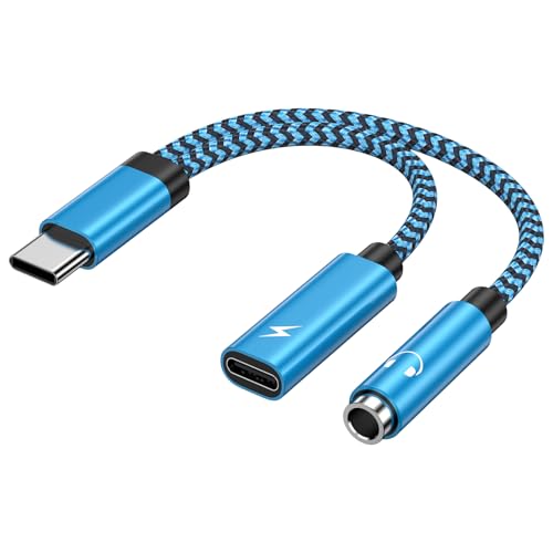 USB C Kopfhörer Adapter, 2 in 1 USB C auf 3.5mm Klinke Adapter und Laden, Typ C 3,5mm Aux Kopfhörer Adapter, kompatibel mit iPhone 16/15 Pro,Samsung Galaxy S24 S23 A55,Huawei P60,Google Pixel,OnePlus von FiveBox