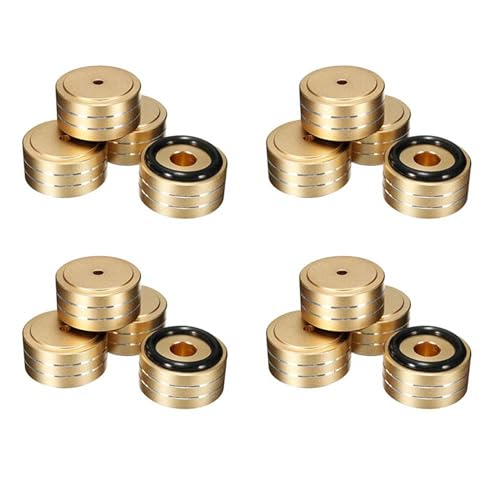 Fivetwofive 16 Stück 40 x 20 mm Aluminium HiFi AMP Lautsprecher Isolation Ständer Plattenspieler Füße Pad (Gold) von Fivetwofive