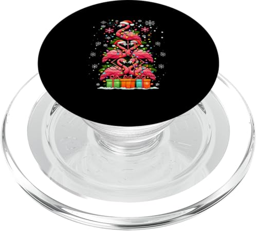 Flamingo Weihnachtsmannmütze Weihnachtsbeleuchtung Weihnachtsbaum Tierliebhaber PopSockets PopGrip für MagSafe von Flamingo Santa Hat Lights Christmas Tree 0