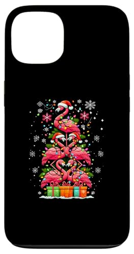 Hülle für iPhone 13 Flamingo Weihnachtsmannmütze Weihnachtsbeleuchtung Weihnachtsbaum Tierliebhaber von Flamingo Santa Hat Lights Christmas Tree 0