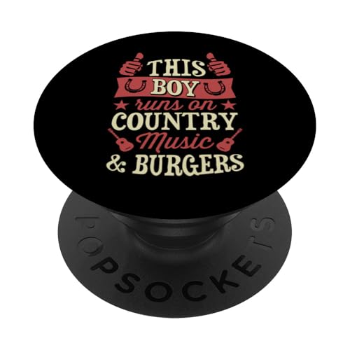 Dieser Junge läuft auf Country-Musik und Burgern PopSockets Klebender PopGrip von Flippin Cheesy Retro Style Burger Lover Merch