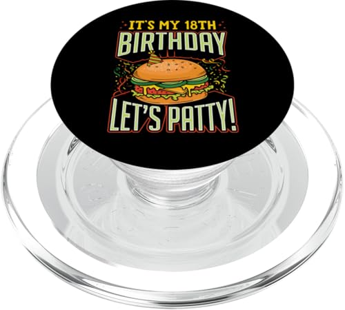 Es ist mein 18. Geburtstag, Geburtstag zum Thema „Let's Patty Burger“ PopSockets PopGrip für MagSafe von Flippin Cheesy Retro Style Burger Lover Merch