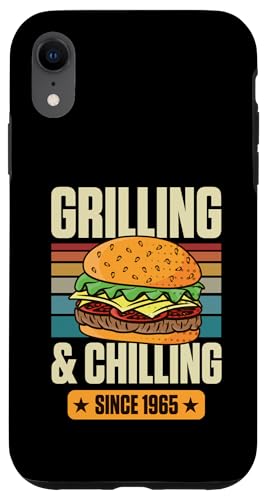 Grillen und Chillen seit 1965 Hamburger Thema Geburtstag Hülle für iPhone XR von Flippin Cheesy Retro Style Burger Lover Merch