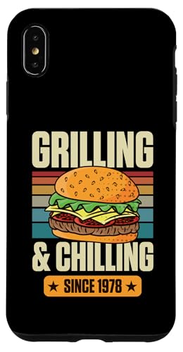 Grillen und Chillen seit 1978 Hamburger Thema Geburtstag Hülle für iPhone XS Max von Flippin Cheesy Retro Style Burger Lover Merch