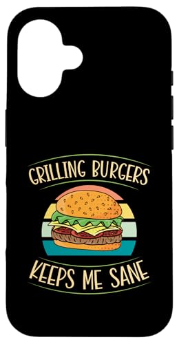 Grillen von Burgern hält mich gesund Hülle für iPhone 16 von Flippin Cheesy Retro Style Burger Lover Merch