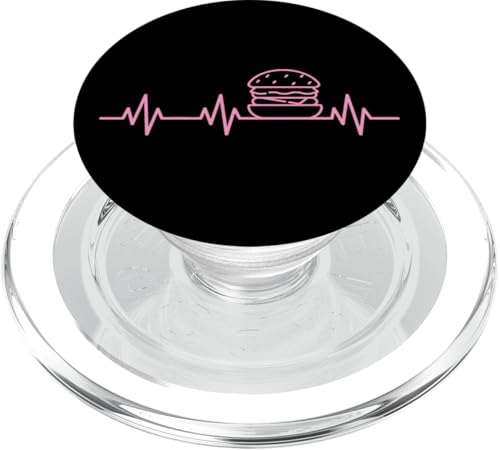 Hamburger Herzschlag Life Burger Herz EKG Pulse PopSockets PopGrip für MagSafe von Flippin Cheesy Retro Style Burger Lover Merch