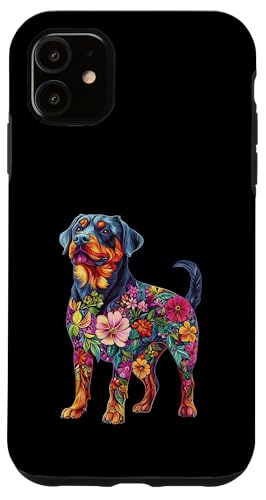 Hülle für iPhone 11 Rottweiler-Blume von Floral Dog Design