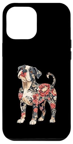 Hülle für iPhone 12 Pro Max Amerikanische Bulldoggenblume von Floral Dog Design