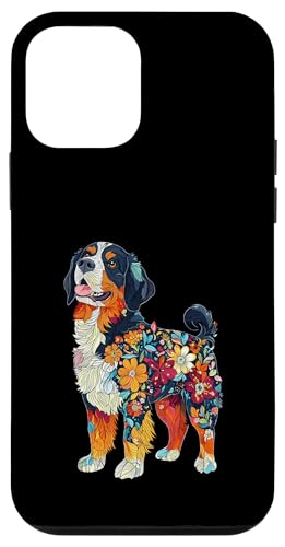 Hülle für iPhone 12 mini Berner Hund Blume von Floral Dog Design