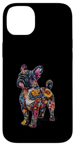 Hülle für iPhone 14 Plus Bulldogge Blume von Floral Dog Design