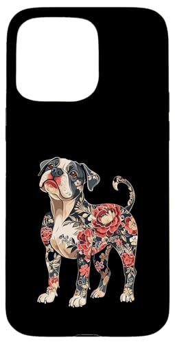 Hülle für iPhone 15 Pro Max Amerikanische Bulldoggenblume von Floral Dog Design