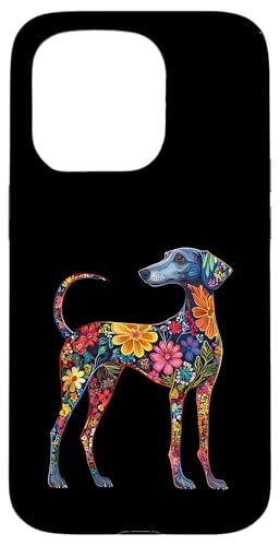 Hülle für iPhone 15 Pro Windhund-Blume von Floral Dog Design