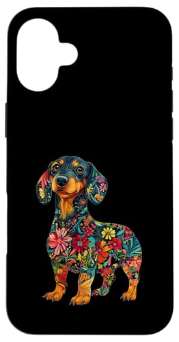 Hülle für iPhone 16 Plus Dackel-Blume von Floral Dog Design