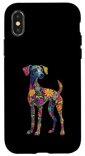 Hülle für iPhone X/XS Whippet-Blume von Floral Dog Design