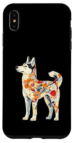 Hülle für iPhone XS Max Sibirische Husky-Blume von Floral Dog Design