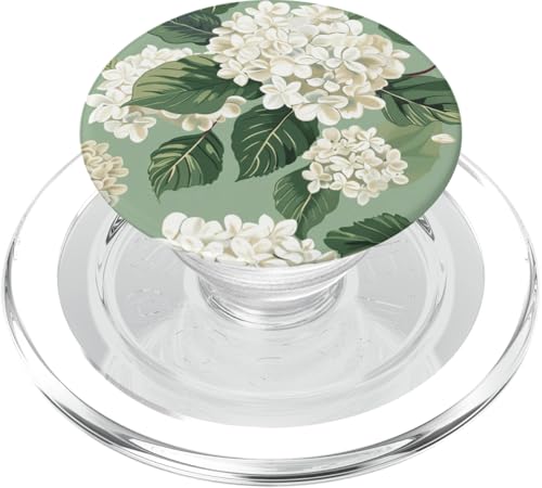 Hübsches weißes Hortensien-Muster, Salbeigrün PopSockets PopGrip für MagSafe von Floral Hydrangeas Pattern Art Design