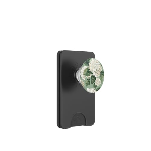 Hübsches weißes Hortensien-Muster, Salbeigrün PopSockets PopWallet für MagSafe von Floral Hydrangeas Pattern Art Design